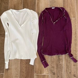 2 Splendid long sleeve waffle shirts